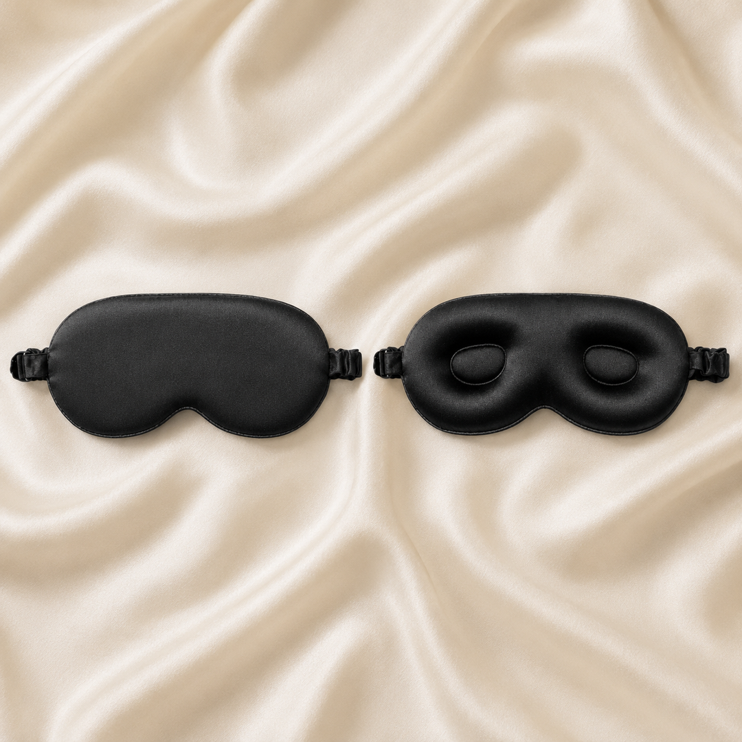 22 momme mulberry silk 3D contoured sleep eye mask in black