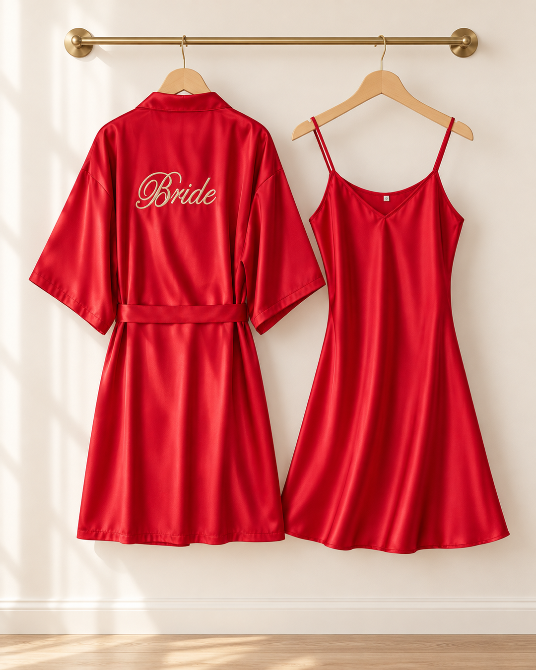 Bridal Robe &amp; Chemise Set, Embroidered Bride or Bridesmaid