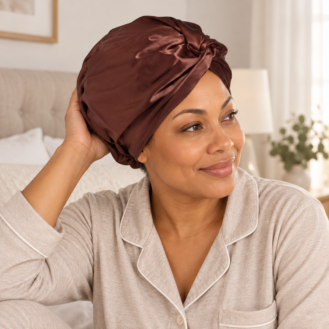 100% Mulberry Silk Sleep Bonnet - Double Layer, 19 Momme