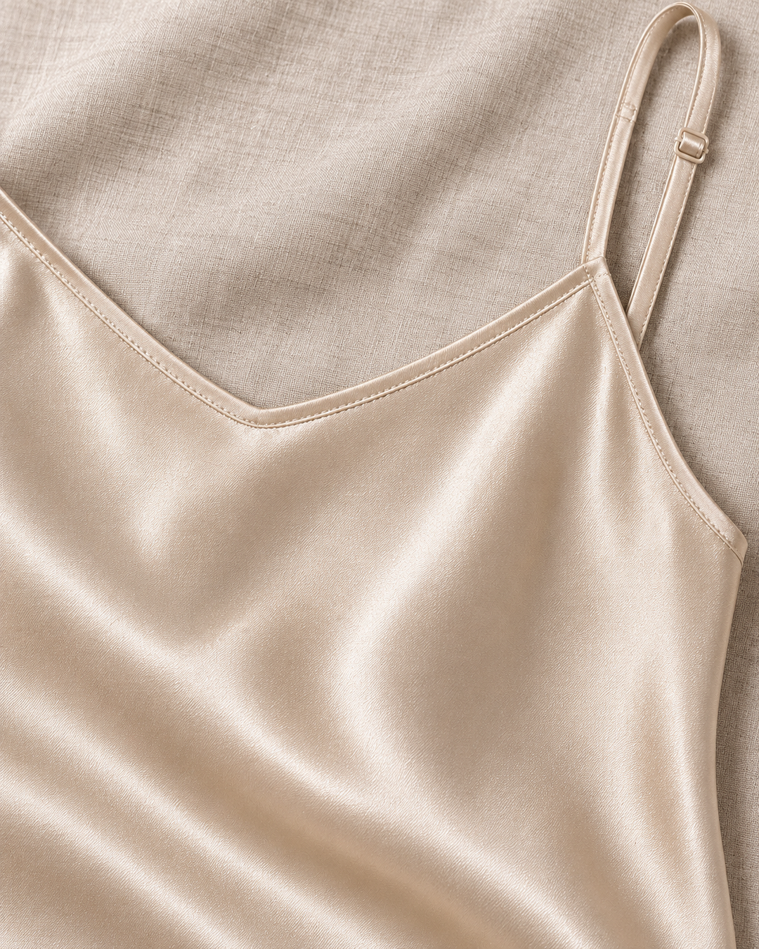 Satin Chemise Slip Nightgown, Adjustable Cami Straps