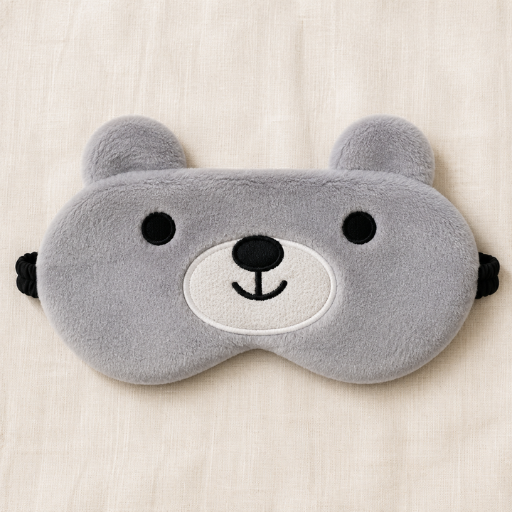 Cute animal sleep eye mask in soft plush - plush texture detail