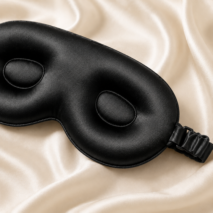 22 momme mulberry silk 3D contoured sleep eye mask in black