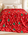 Christmas Fleece Blanket Gift, Ribbon-Wrapped Throw