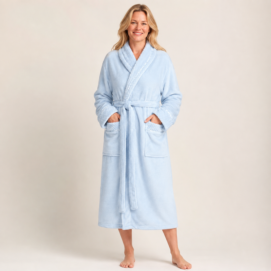 Long Plush Fleece Robe for Women, Cozy and Warm with Pockets
