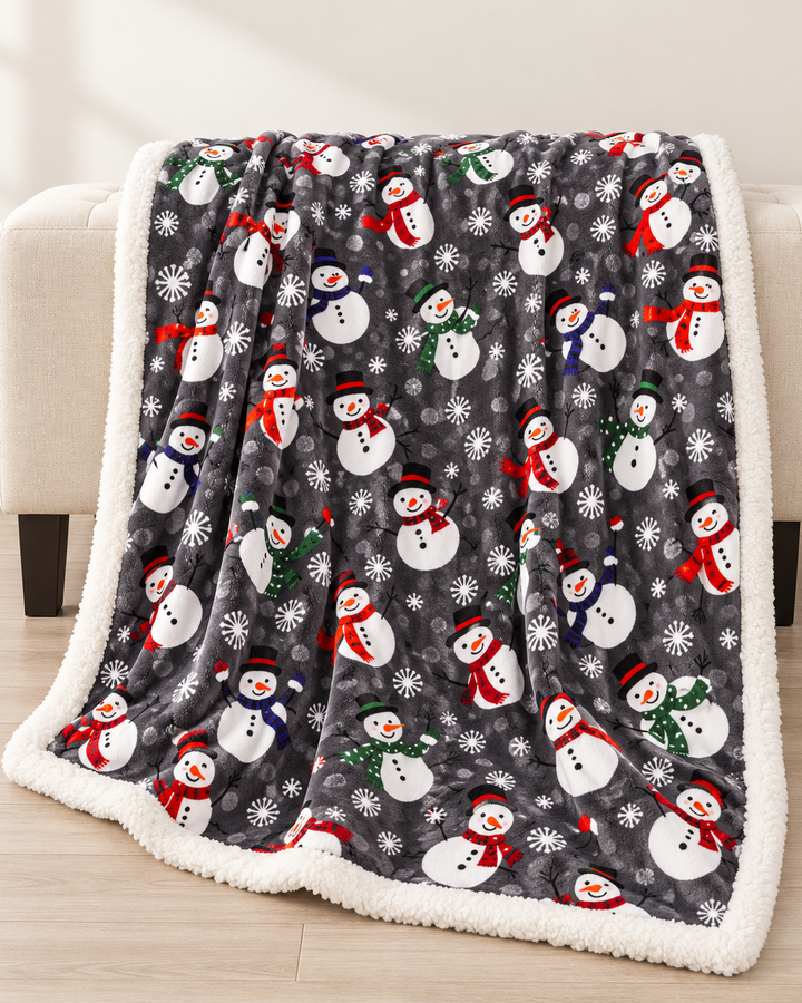 Fleece Christmas Blanket, Red and Green Knitted Stripe Gift