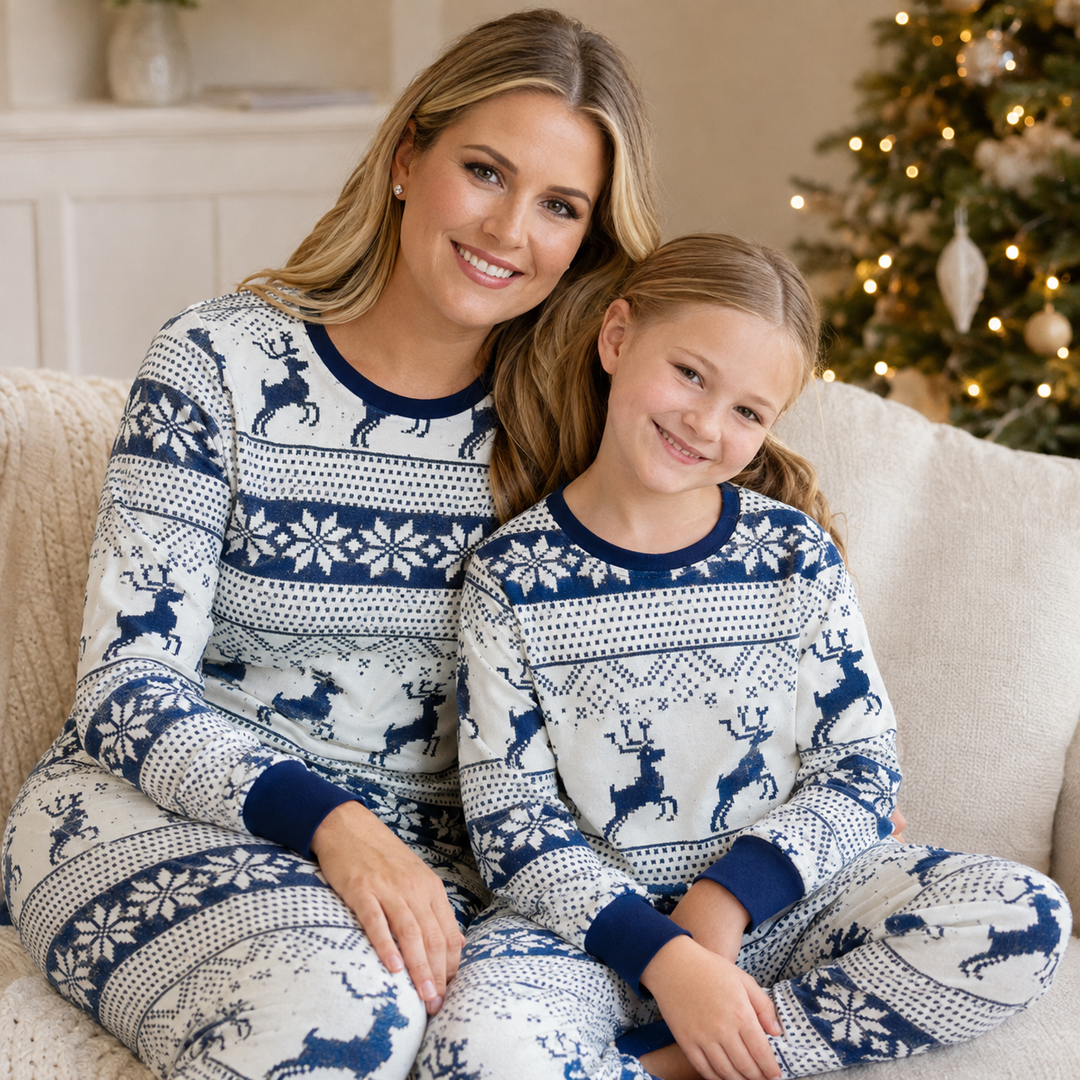 Matching Family Christmas Pajamas - Nordic Reindeer Print