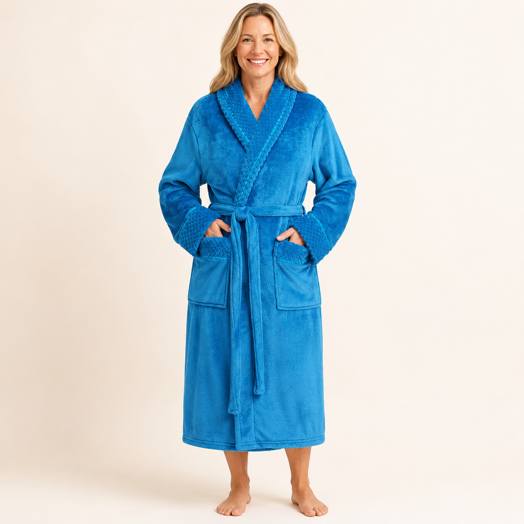 Long Plush Fleece Robe for Women, Cozy and Warm with Pockets