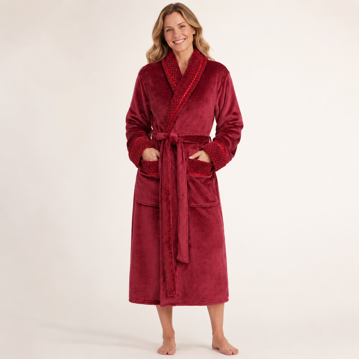 Long Plush Fleece Robe for Women, Cozy and Warm with Pockets