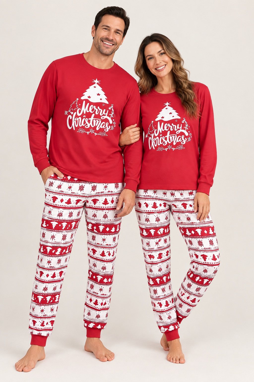 Family Christmas Pajamas, Matching Sets in Green and Red