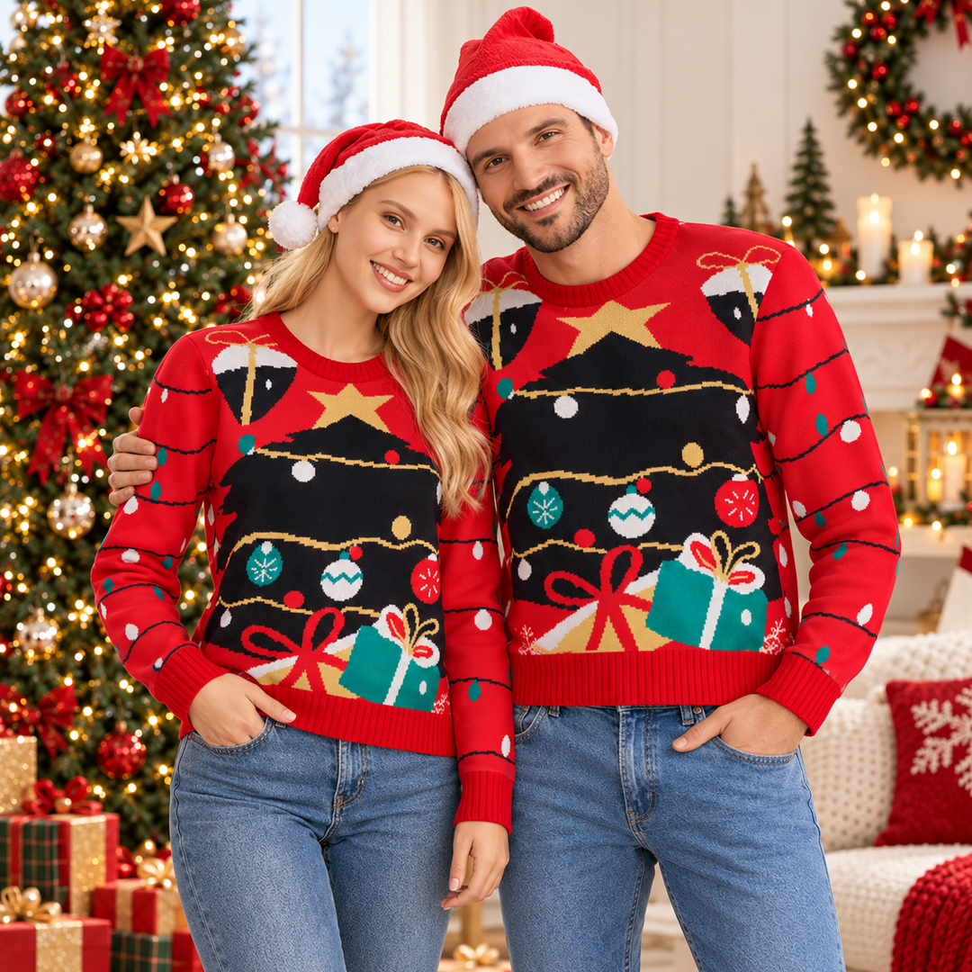 Matching Family Christmas Sweaters | Knitted Christmas Lights