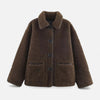 Women's Brown Teddy Jacket | Sherpa Jacket with Collar