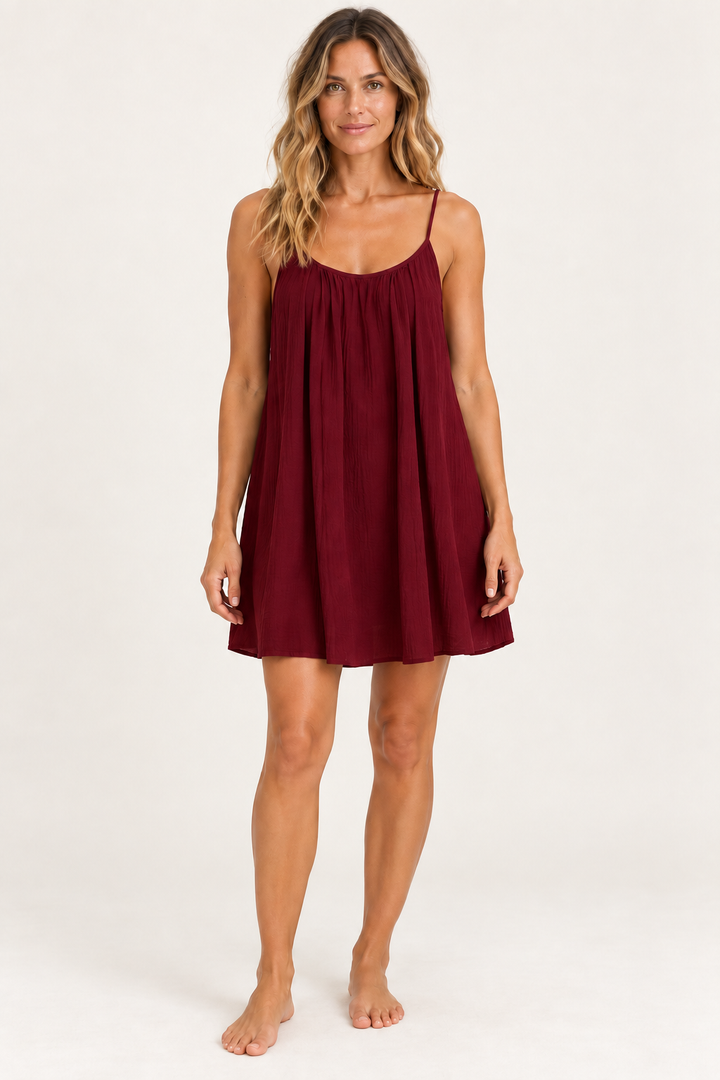 Swing Slip Nightgown for Women, Open Tie-Back Chemise