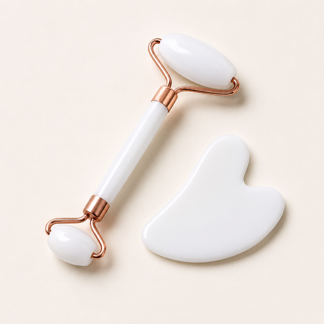 Gua Sha and Jade Roller Set for Face, Natural Stone Facial Tools