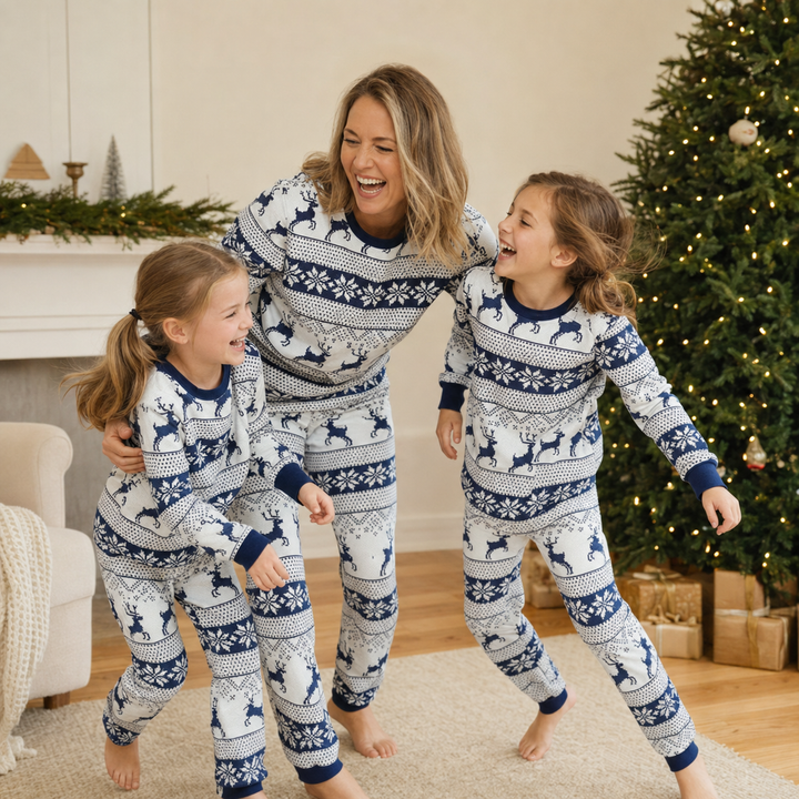 Matching Family Christmas Pajamas - Nordic Reindeer Print
