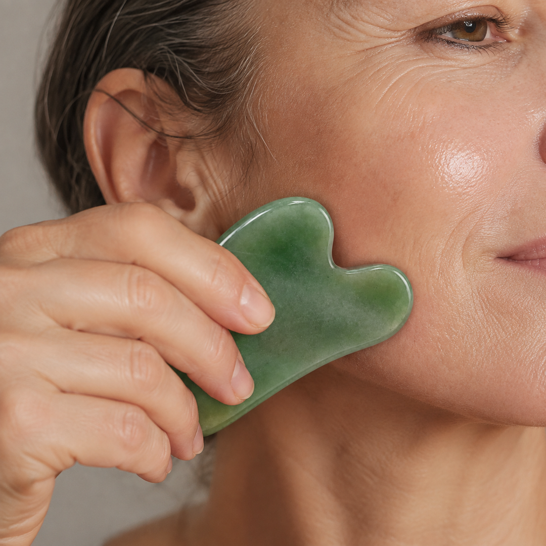 Gua Sha Stone for Face, Green Aventurine Heart Shaped Tool
