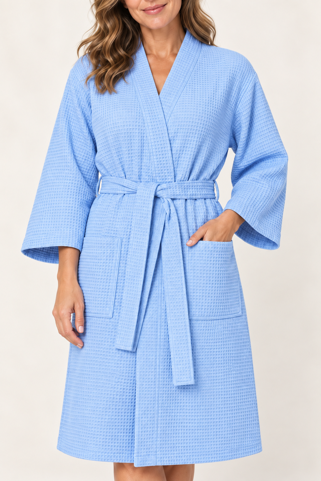 Premium Cotton Blend Waffle Robe for Women, Shawl Collar Wrap