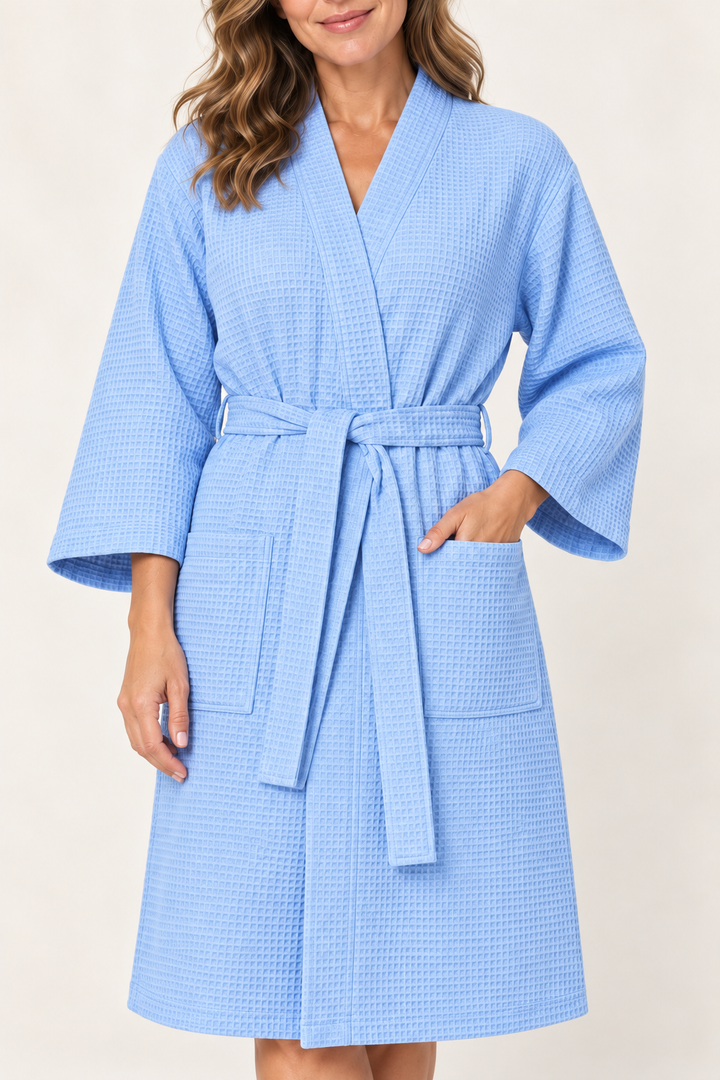 Premium Cotton Blend Waffle Robe for Women, Shawl Collar Wrap