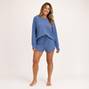 Lounge Set for Women, Long Sleeve Top and Tie Waist Shorts