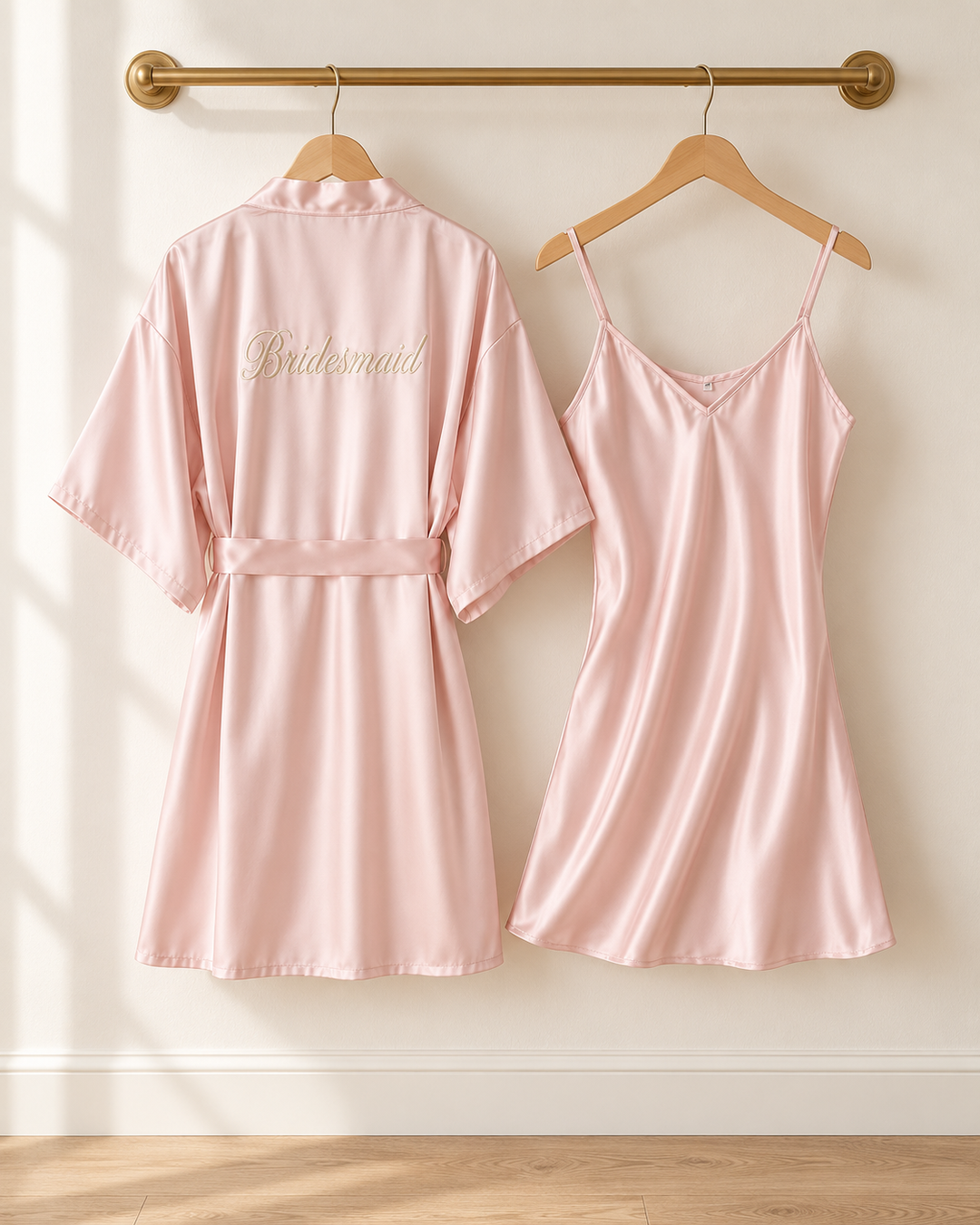 Bridal Robe &amp; Chemise Set, Embroidered Bride or Bridesmaid