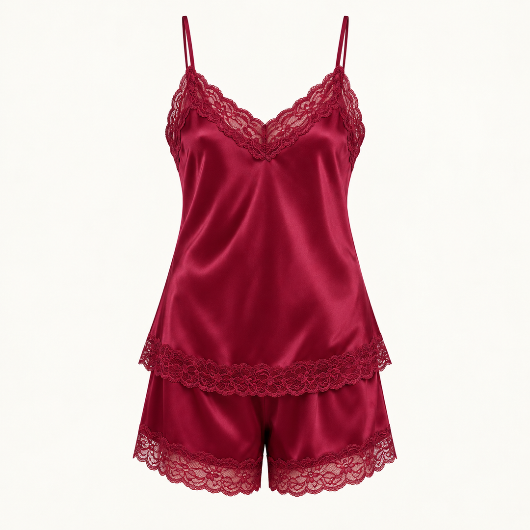 100% Mulberry Silk Pajama Set for Women, Cami and Shorts