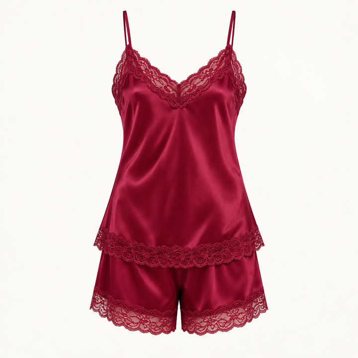 100% Mulberry Silk Pajama Set for Women, Cami and Shorts