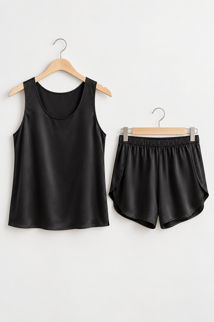 100% 19 Momme Mulberry Silk Cami and Shorts Set for Women