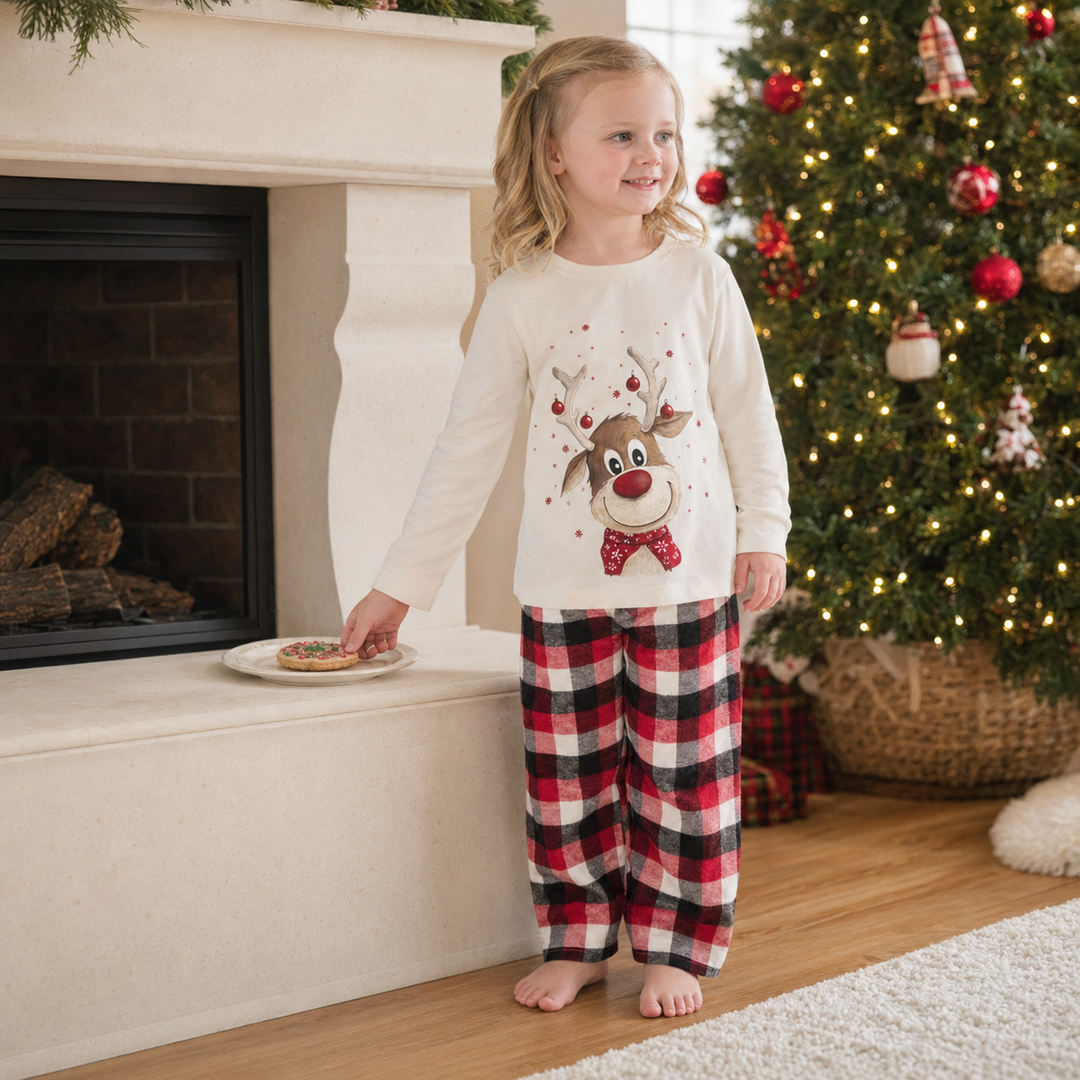 Matching Family Christmas Pajamas - Reindeer &amp; Red Plaid