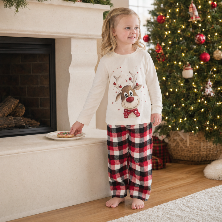 Matching Family Christmas Pajamas - Reindeer &amp; Red Plaid