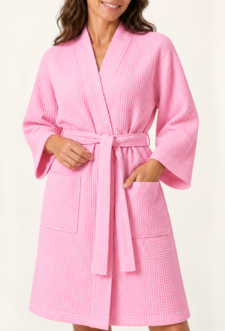 Premium Cotton Blend Waffle Robe for Women, Shawl Collar Wrap
