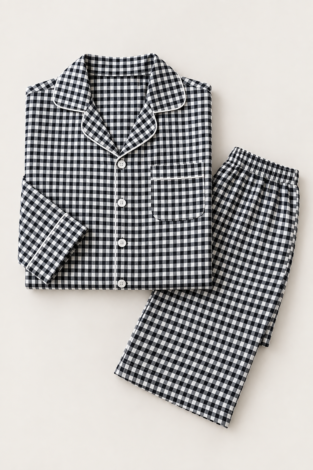 100% Cotton Double Gauze Pajama Set for Women, Plaid Long Sleeve