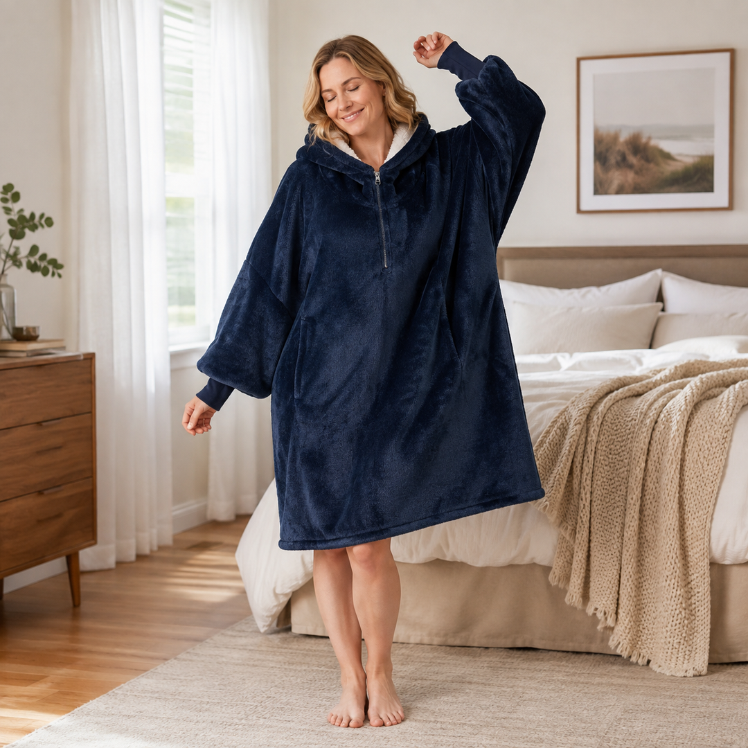 Sherpa Zip Blanket Hoodie with Pockets, Oversized and Cozy