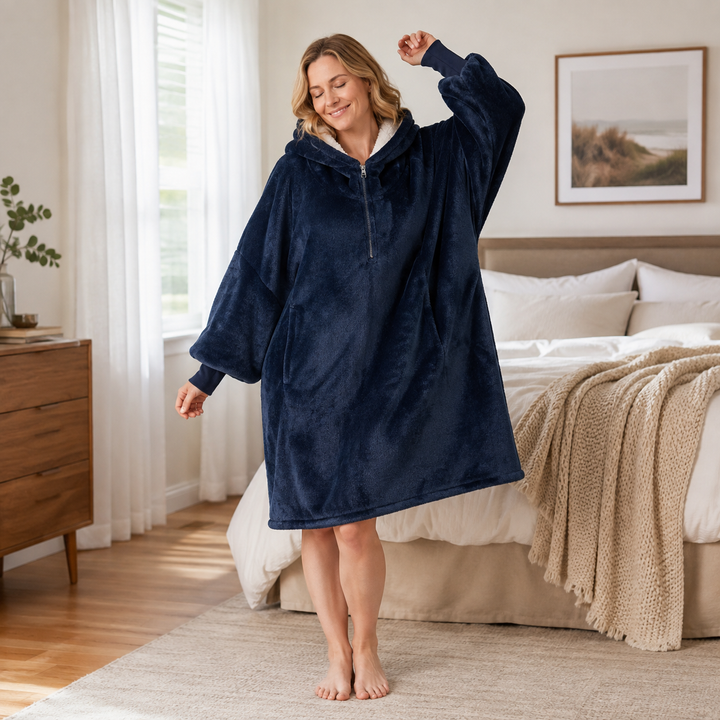 Sherpa Zip Blanket Hoodie with Pockets, Oversized and Cozy