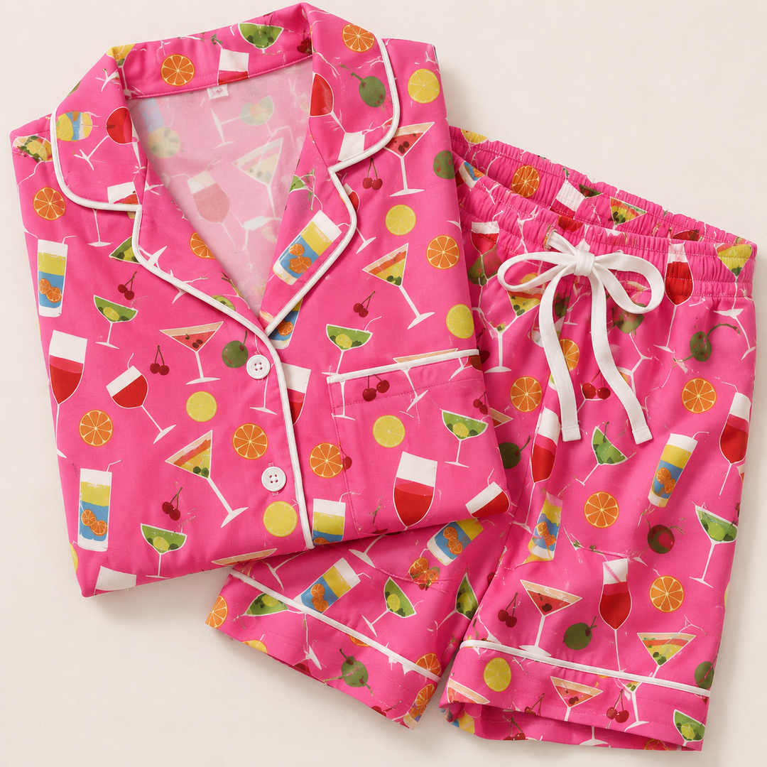 Christmas Pajama Shorts Set for Women, Short Sleeve