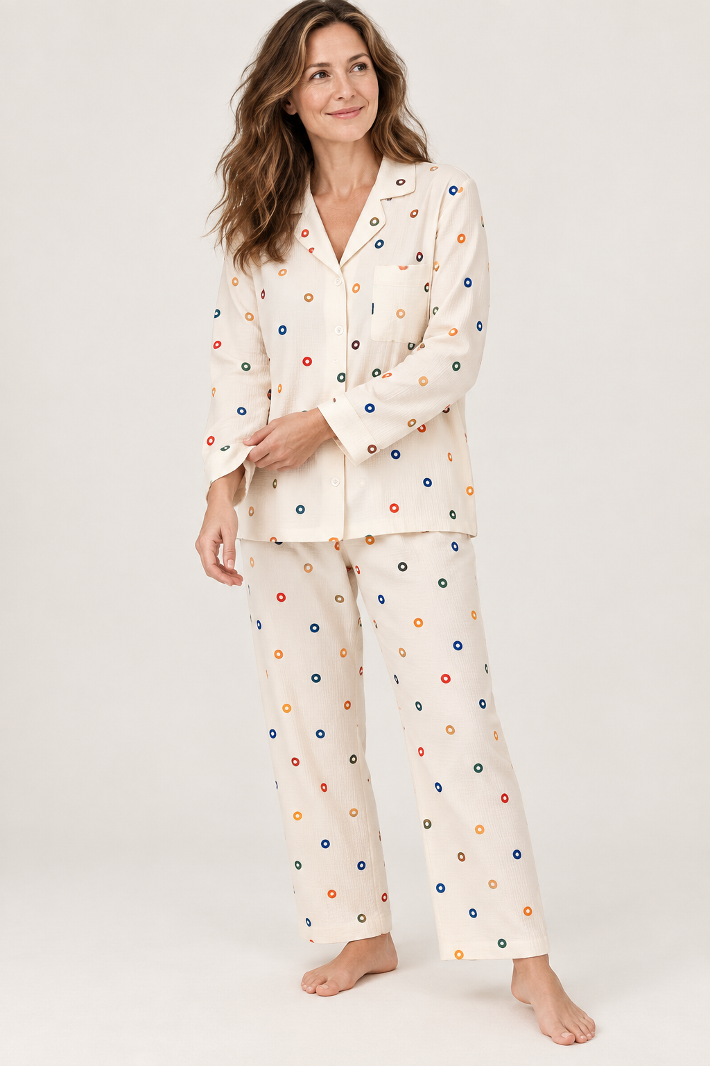 Cotton blend pajamas for women with pockets