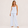 Striped Pajama Set for Women, Ruffle Tank Top and Wide Leg Pants