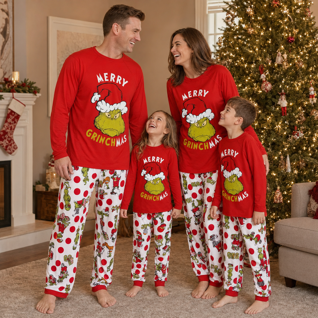 Matching Family Christmas Pajamas - Red Print, Dog Sizes Included