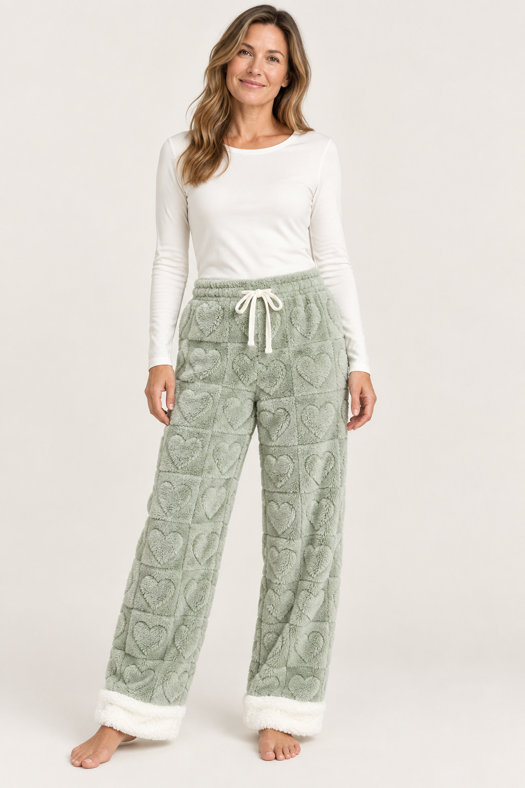 Plaid Fleece Pajama Pants for Women, Coral Fleece Drawstring