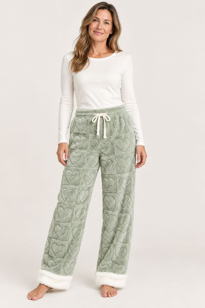 Plaid Fleece Pajama Pants for Women, Coral Fleece Drawstring