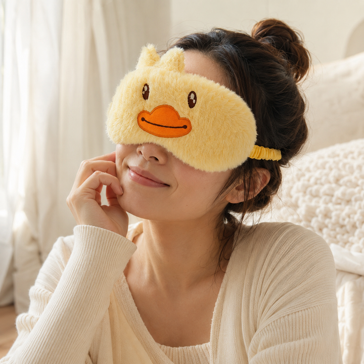 Cute animal sleep eye mask in soft plush - packaging view