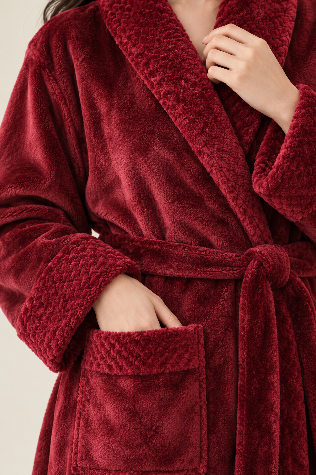 Long Plush Fleece Robe for Women, Cozy and Warm with Pockets