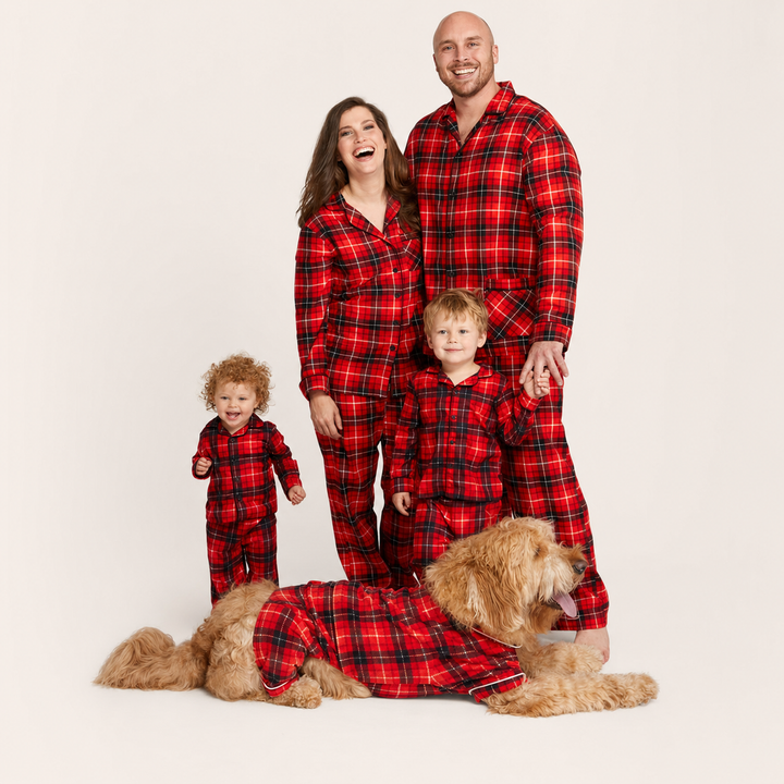 Red Plaid Family Christmas Pajamas, Matching Sets – photo 2