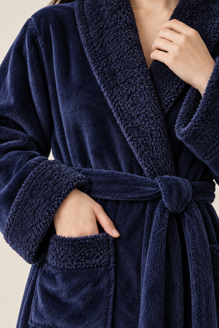 Long Plush Fleece Robe for Women, Cozy and Warm with Pockets
