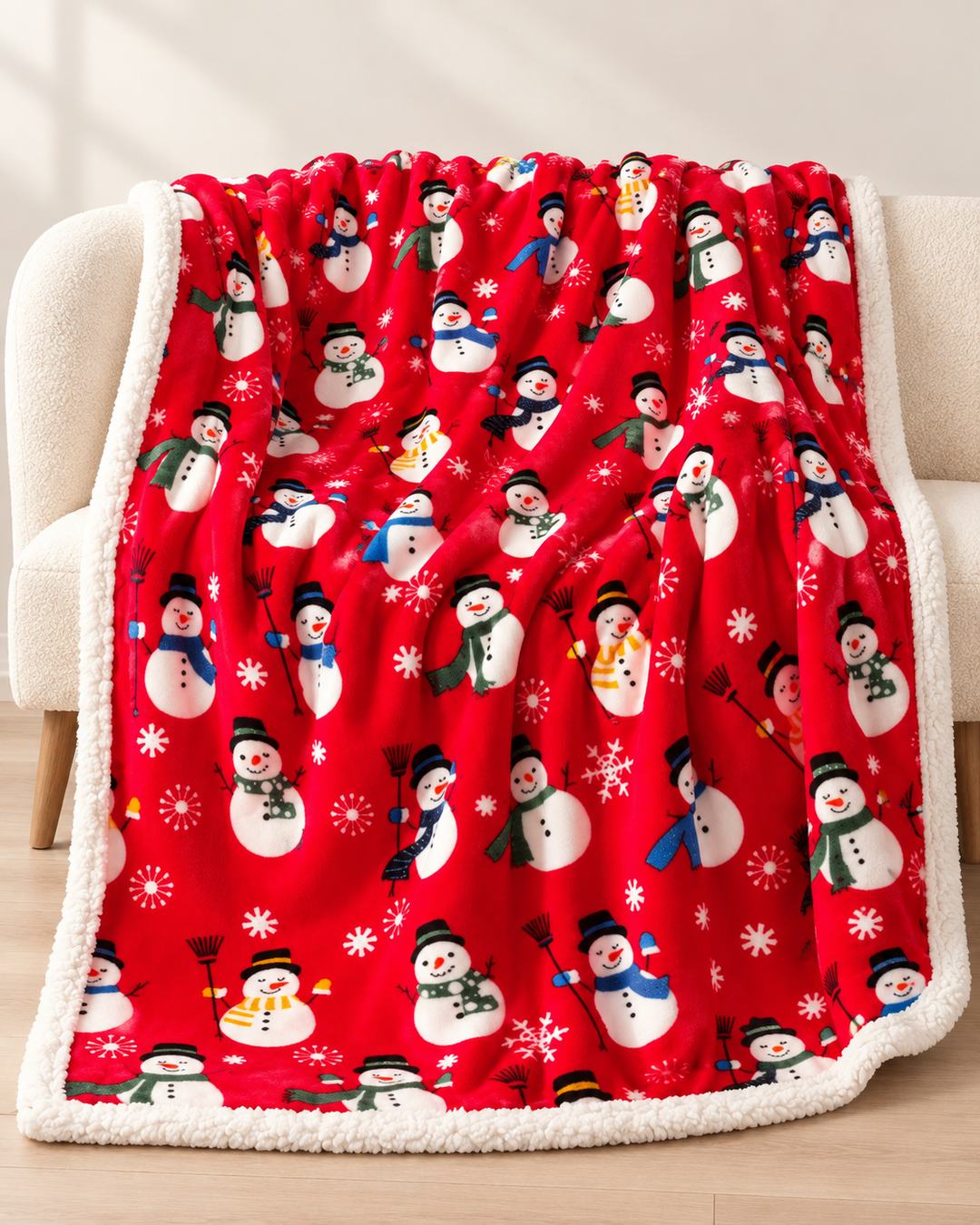 Fleece Christmas Blanket, Red and Green Knitted Stripe Gift