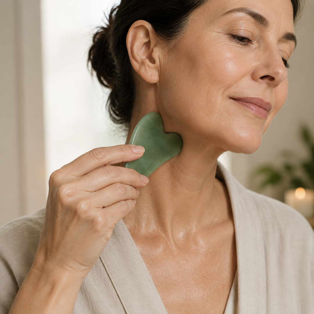 Gua Sha Stone for Face, Green Aventurine Heart Shaped Tool