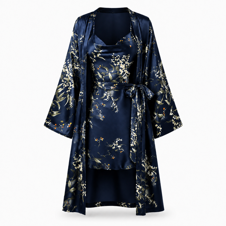 Satin Robe and Short Set - Three Piece