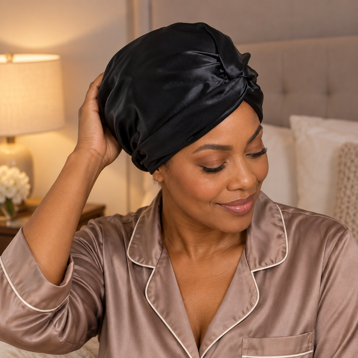 100% Mulberry Silk Sleep Bonnet - Double Layer, 19 Momme