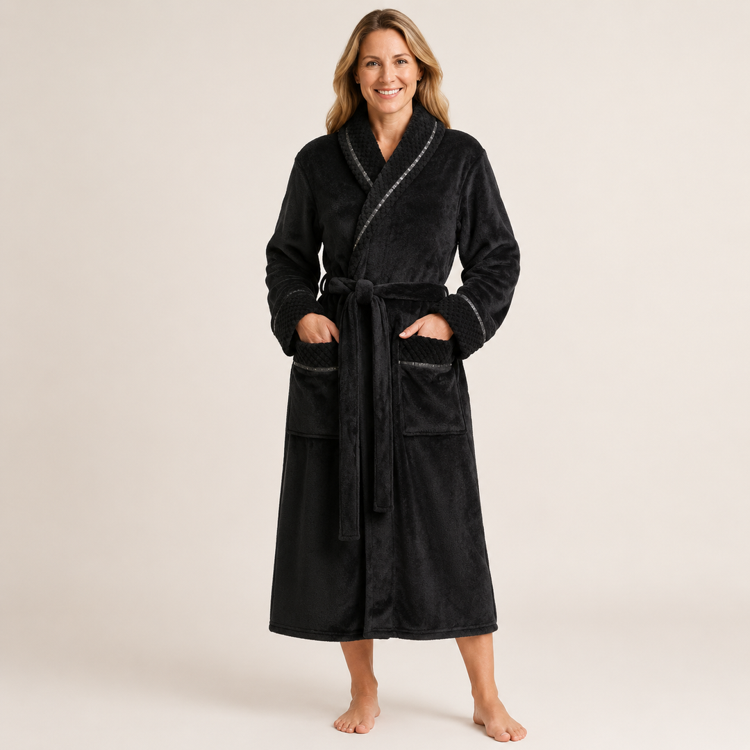 Long Plush Fleece Robe for Women, Cozy and Warm with Pockets