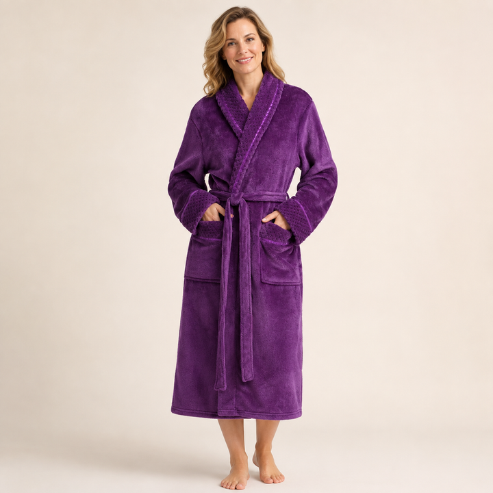 Long Plush Fleece Robe for Women, Cozy and Warm with Pockets