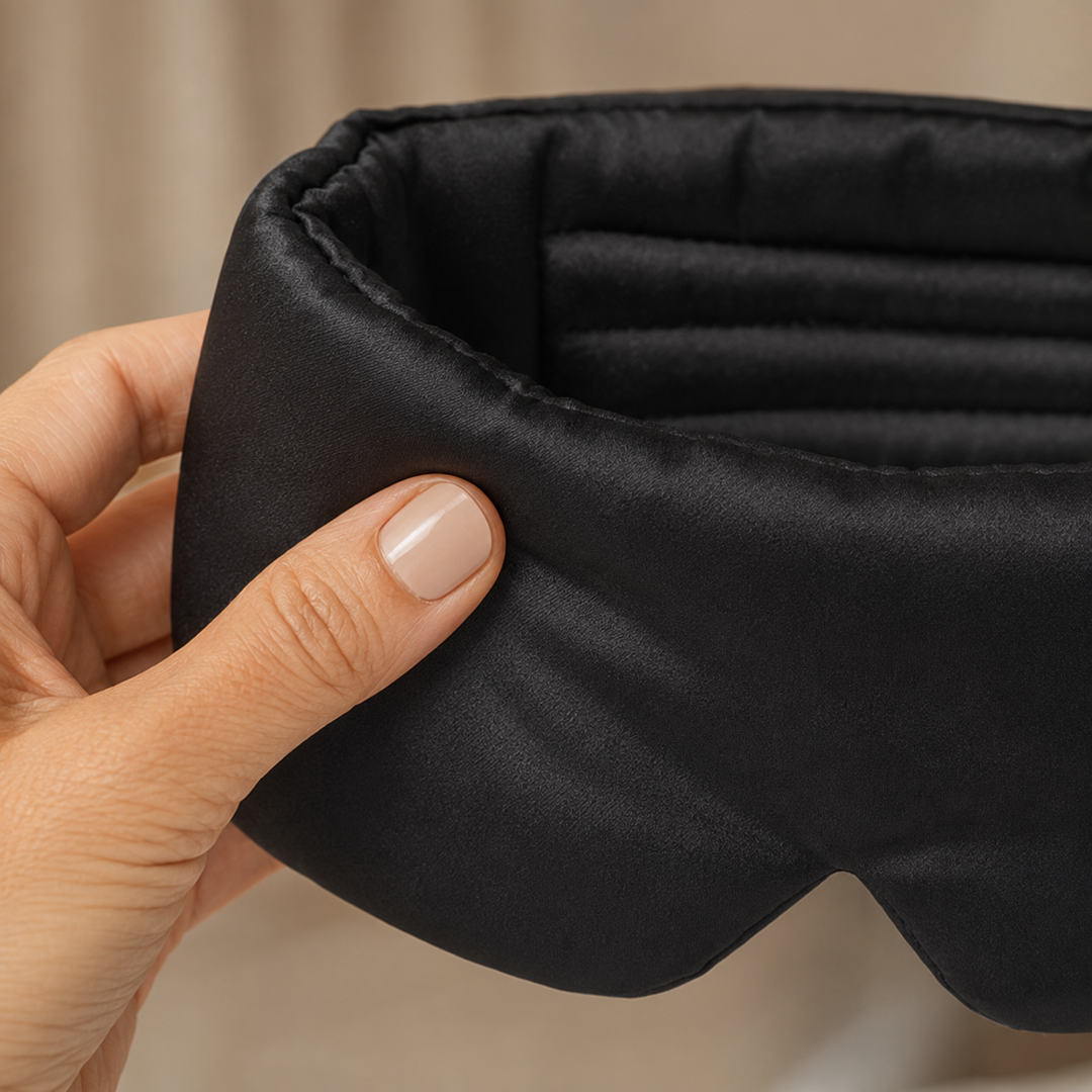 Mulberry Silk Sleep Eye Mask - Contoured, Adjustable Strap