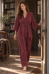 Women's 100% Cotton Wrap Pajama Set with Tie Waist
